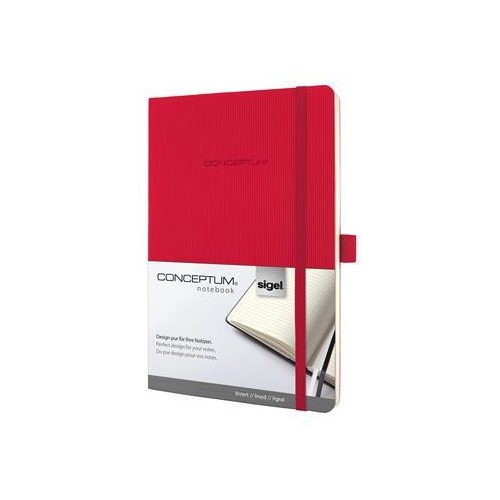 Jegyzetfüzet, exkluzív, A5, vonalas, 97 lap, puhafedeles, SIGEL "Conceptum", piros